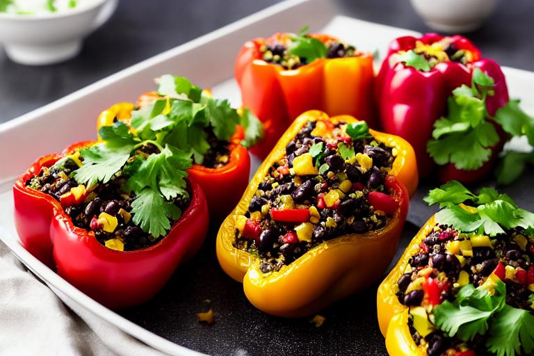 5-Ingredient Black Bean Quinoa Stuffed Peppers