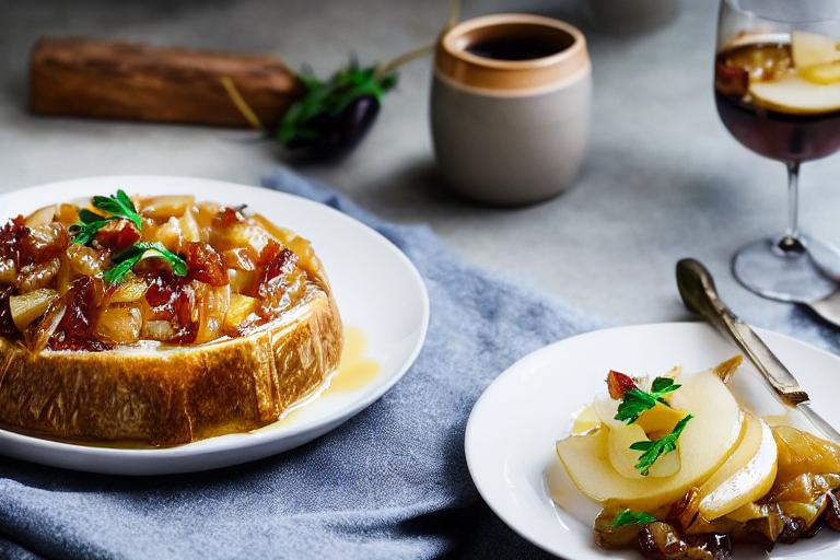 Baked Brie with Caramelized Onion and Pear Jam