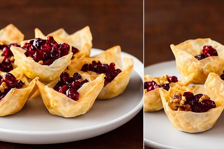 Baked Brie Phyllo Cups with Cranberry and Walnut