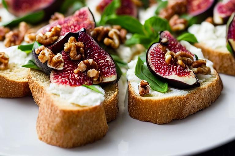 Baked Goat Cheese Bruschetta with Fig Jam and Walnuts