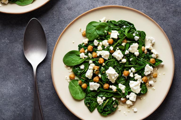 Breakfast Chickpea Flatbread with Spinach and Feta