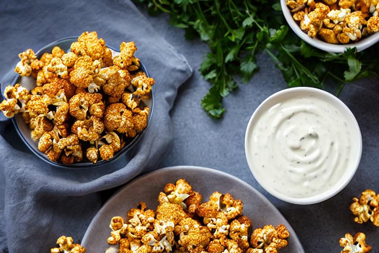 Cauliflower Popcorn Bites with Ranch Dip