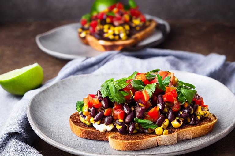 Charred Corn and Black Bean Bruschetta