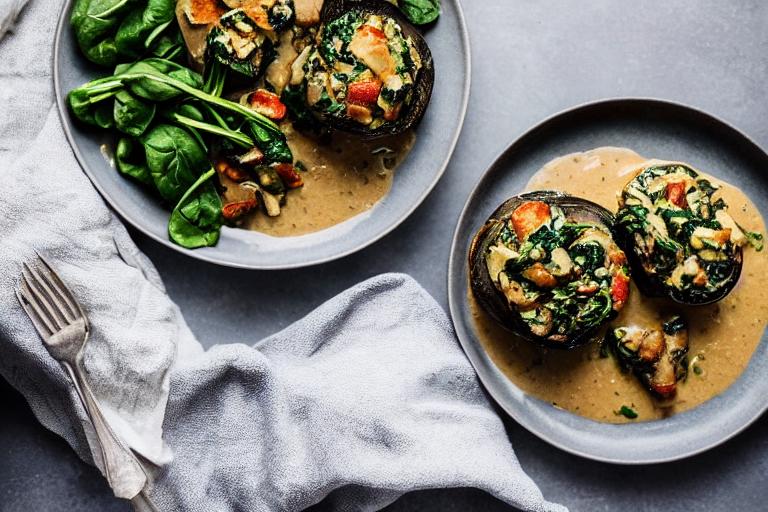 Chicken and Spinach Stuffed Portobello Mushrooms