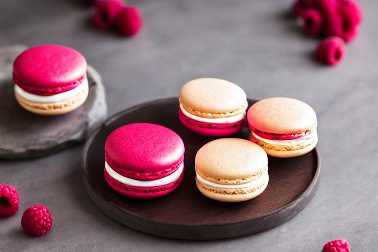 Coconut Almond Macarons with Raspberry Filling
