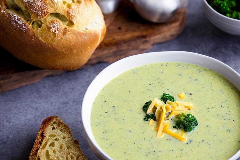 Creamy Broccoli & Cheese Soup with Bread Bowl