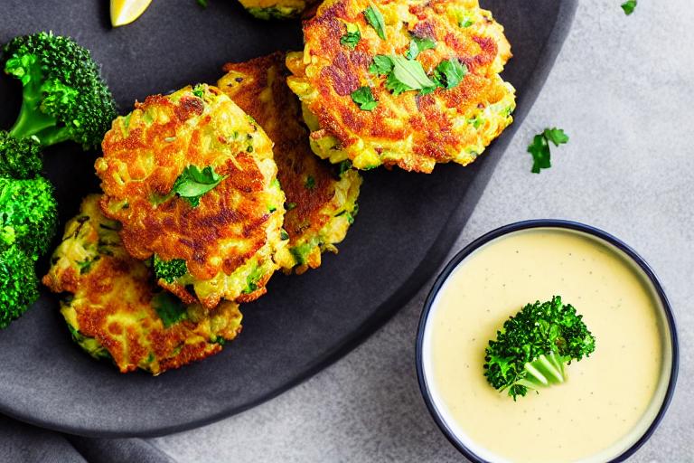 Creamy Chicken & Broccoli Fritters with Lemon Aioli