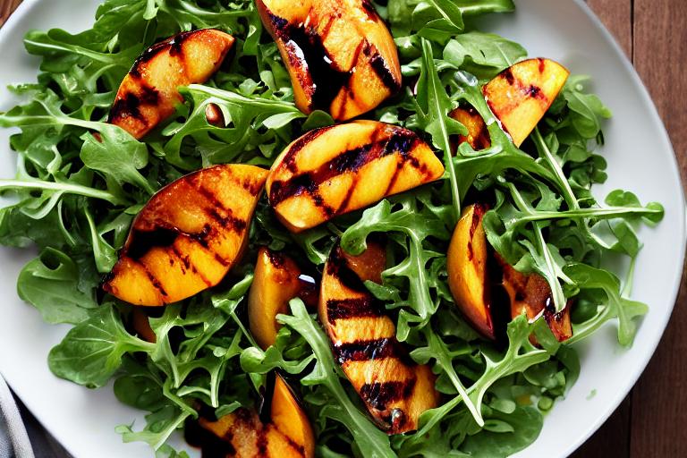 Grilled Peach & Arugula Salad with Balsamic Glaze