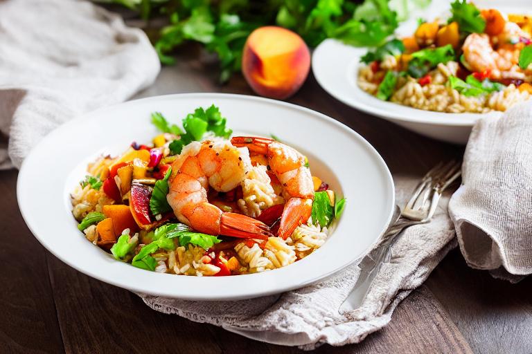 Grilled Shrimp & Peach Salad Jambalaya