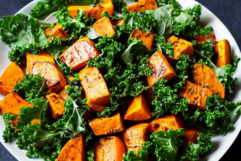 Grilled Sweet Potato & Kale Salad with Lemon Tahini Dressing