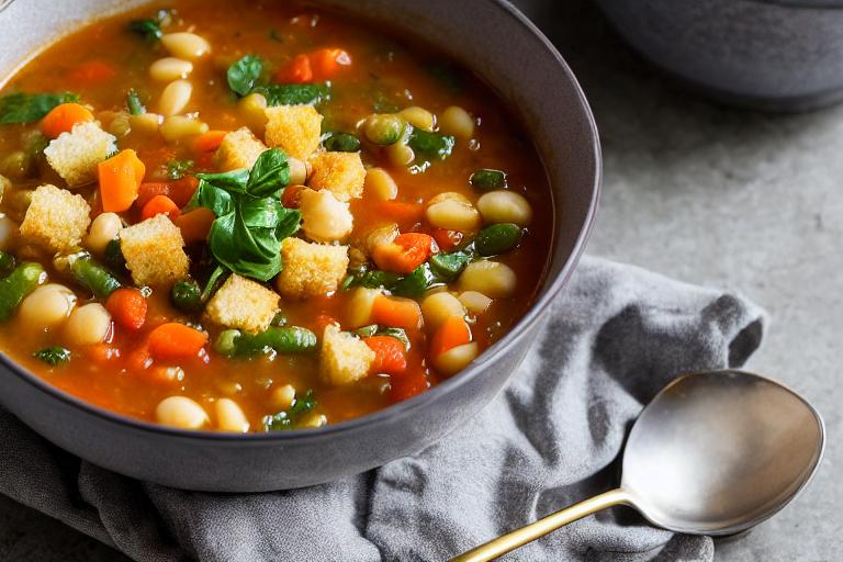 Italian Minestrone with Parmesan Croutons