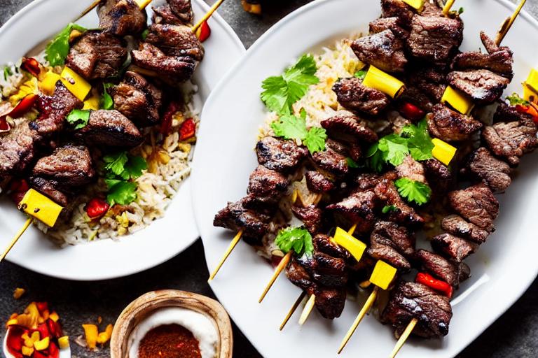 Jamaican Jerk Beef Skewers with Coconut Rice