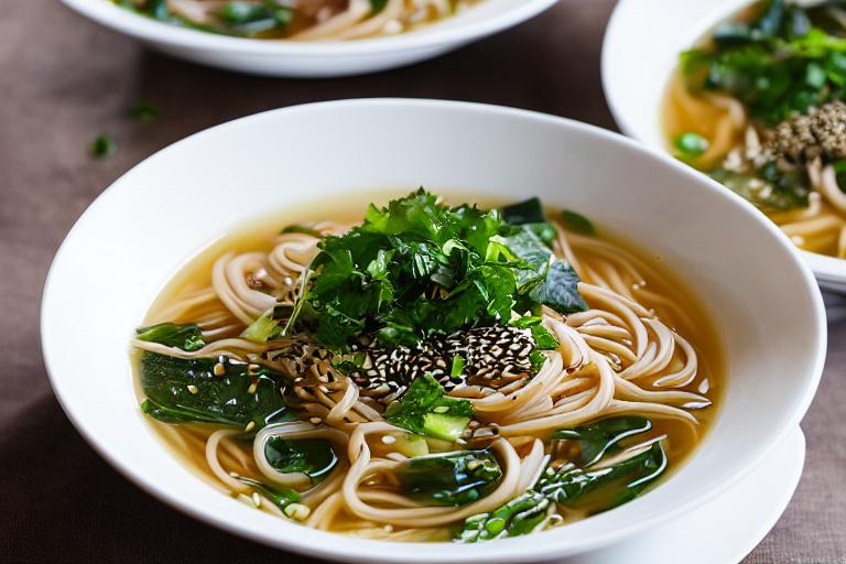 Japanese Miso Vegetable Noodle Broth with Seaweed & Sesame