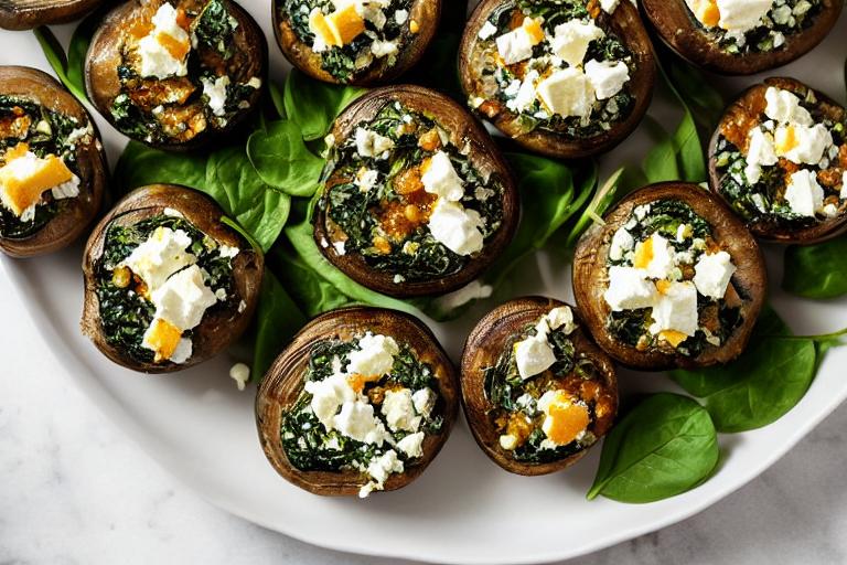 Four-Ingredient Keto Spinach Feta Stuffed Mushrooms