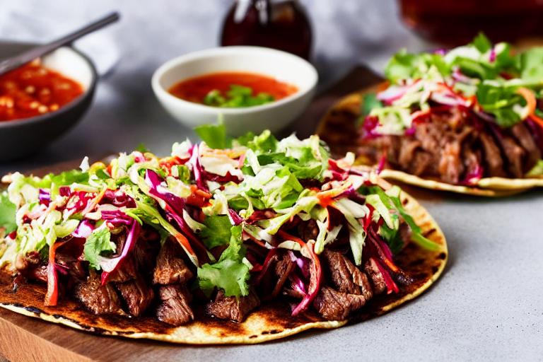 Korean BBQ Beef Tacos with Kimchi Slaw