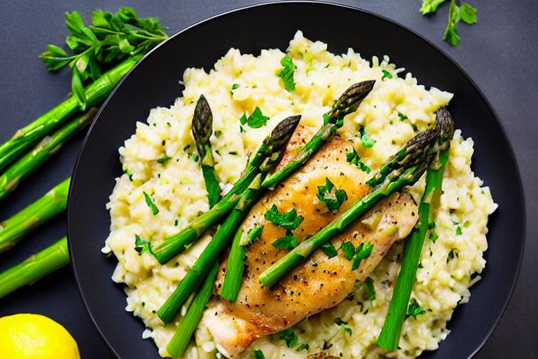 Lemon Herb Baked Chicken & Asparagus Risotto