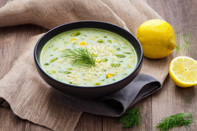 Lemon Orzo & Asparagus Soup with Dill