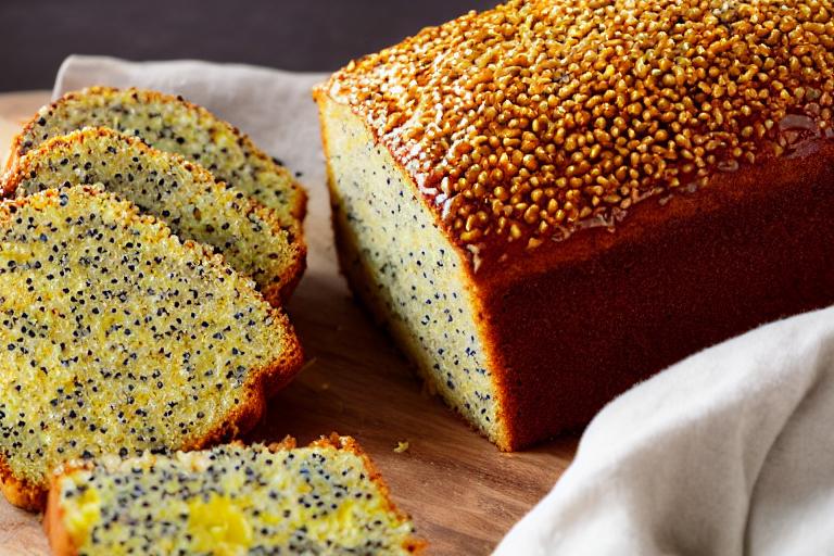 Lemon Poppy Seed Loaf Cake with Honey Glaze