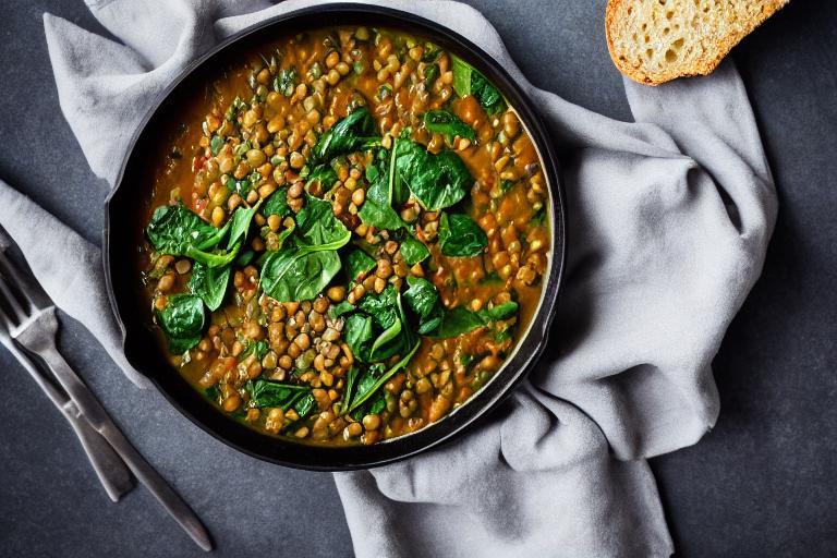 Lentil & Spinach Stew with Crusty Bread