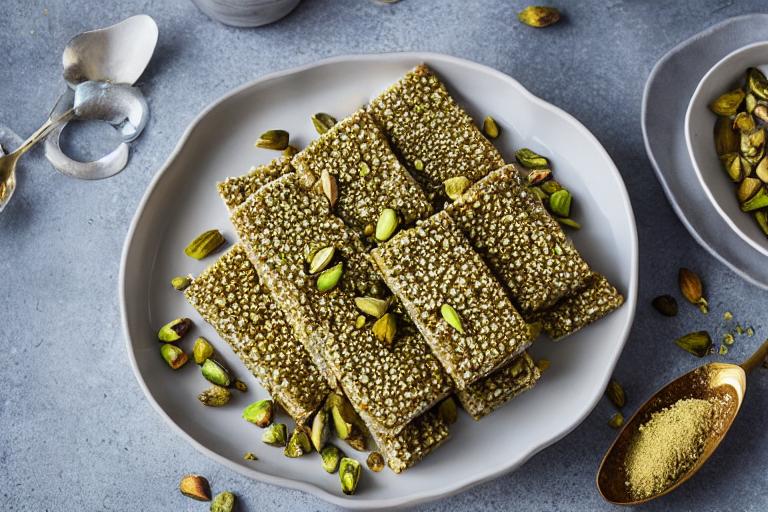 Middle Eastern Semolina Halva Bars with Sesame Seeds and Pistachios