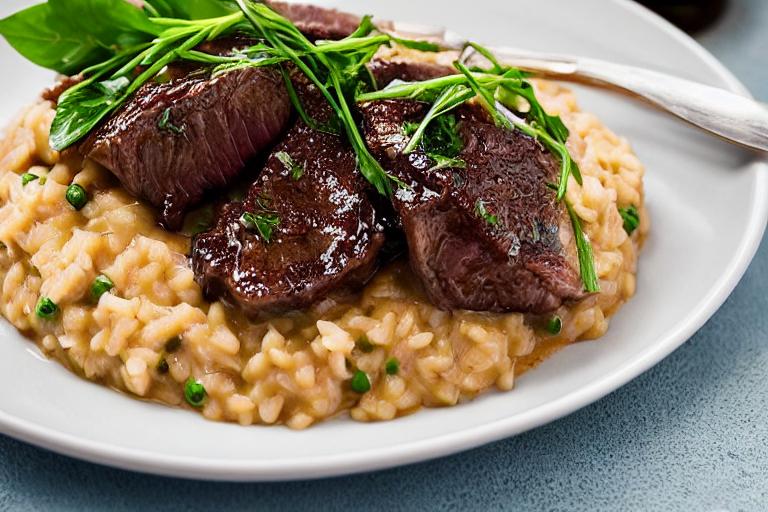 Miso-Bourbon Glazed Wagyu Beef Cheeks with Shiitake Mushroom Risotto
