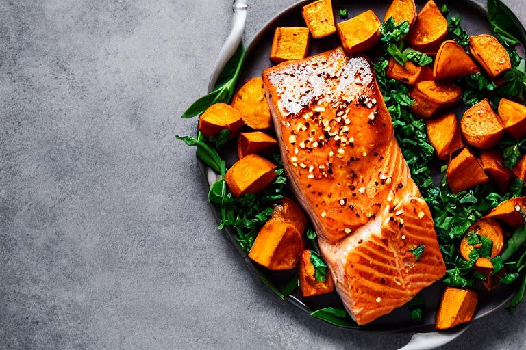 Miso Glazed Salmon with Roasted Sweet Potatoes