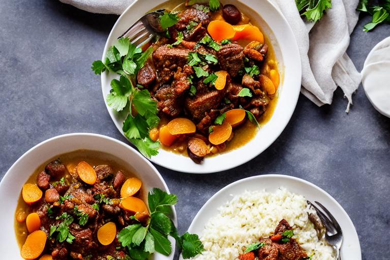Moroccan Lamb Tagine with Apricots and Almonds