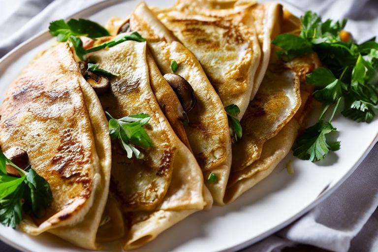 Pan-Seared Chicken and Mushroom Crepes