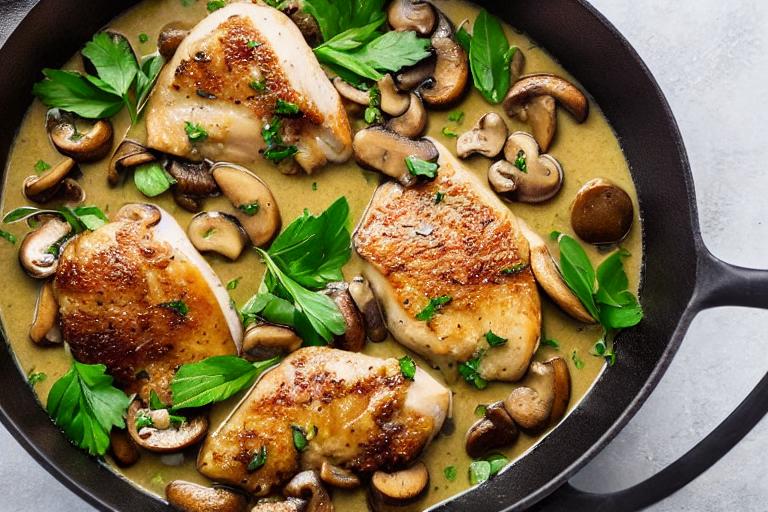 Pan-Seared Chicken Fricassee with Mushrooms