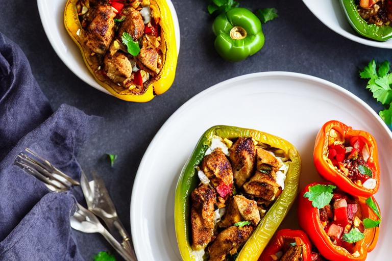 Pan-Seared Chicken Shawarma Stuffed Bell Peppers