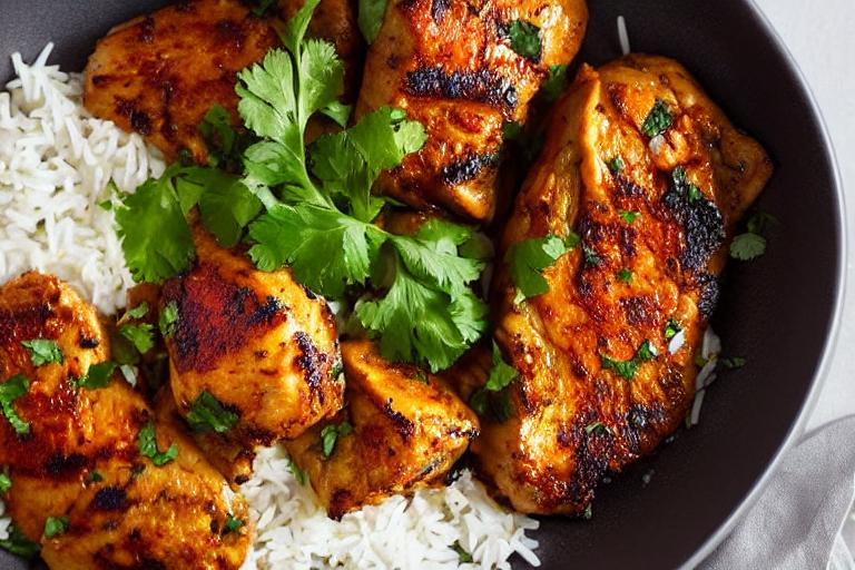 Pan-Seared Chicken Tikka with Cardamom Rice
