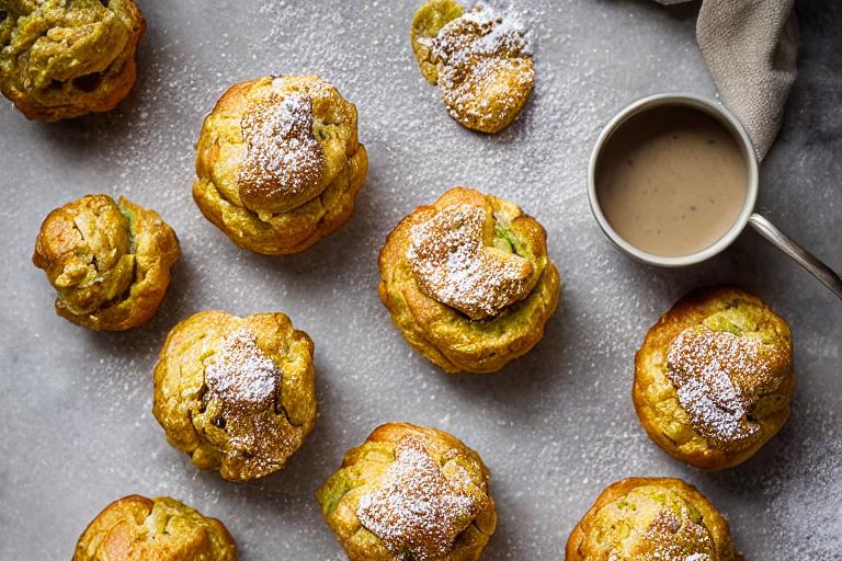 Pistachio Cardamom Cream Puffs
