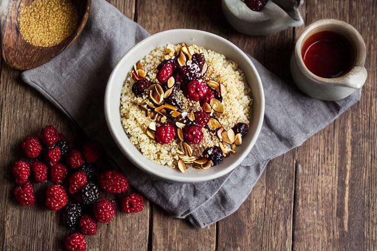Quinoa Breakfast Bowl with Berries and Toasted Almonds