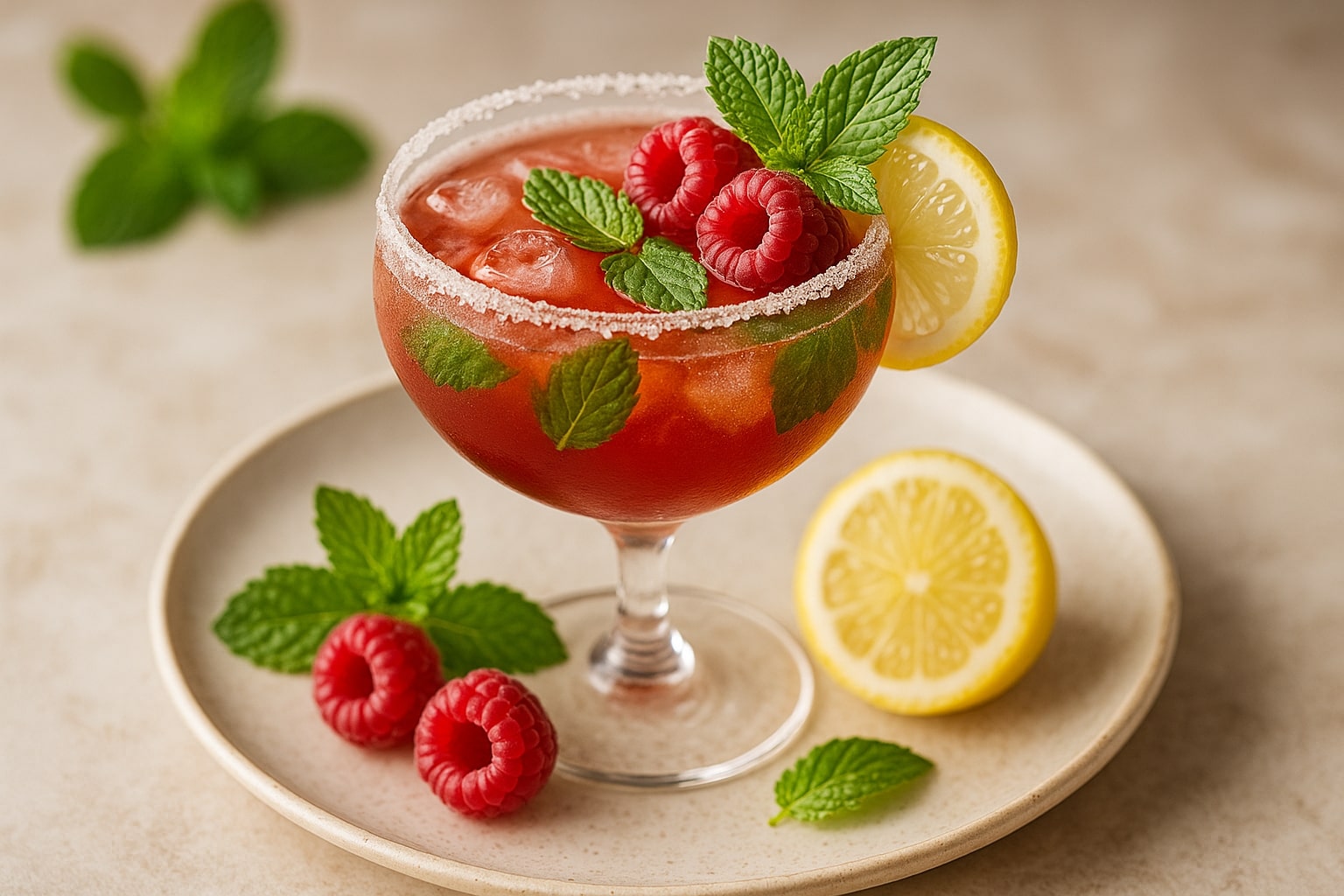 Raspberry Mint Iced Tea Lemon Drop