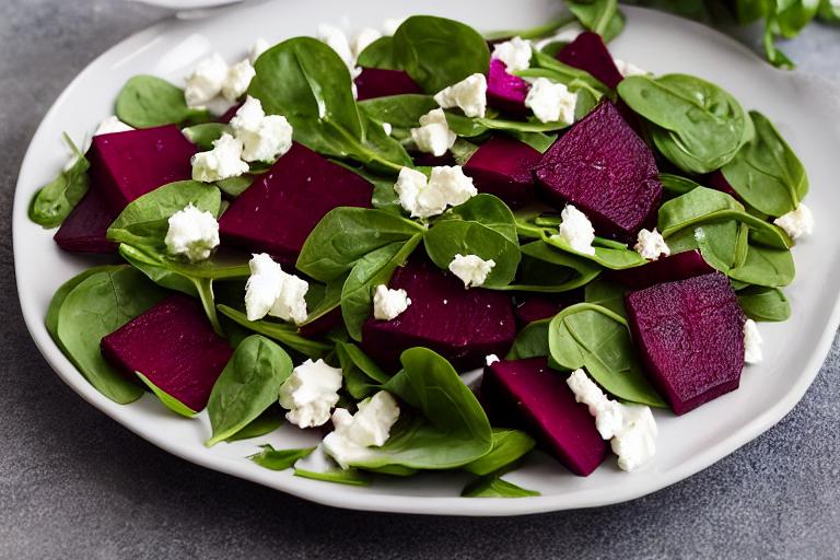 Roasted Beet & Goat Cheese Spinach Salad