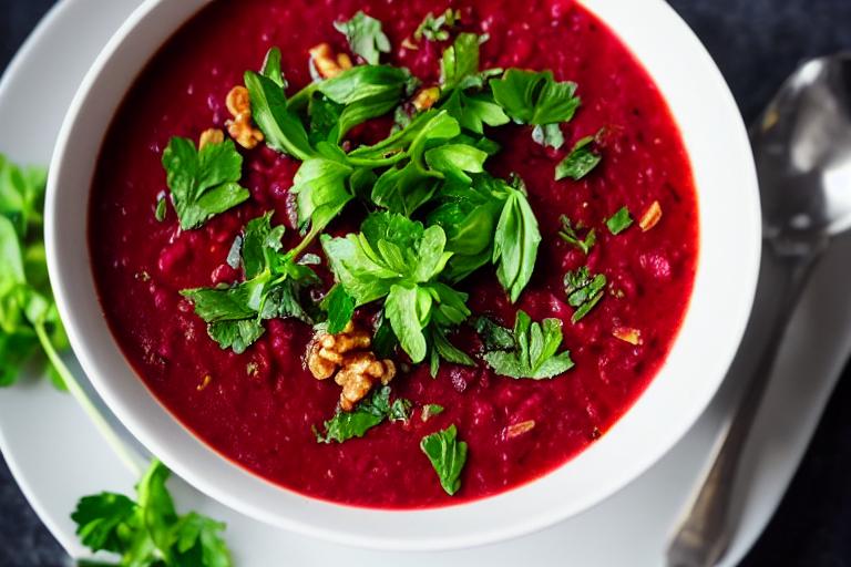 Roasted Beet & Walnut Borscht Soup