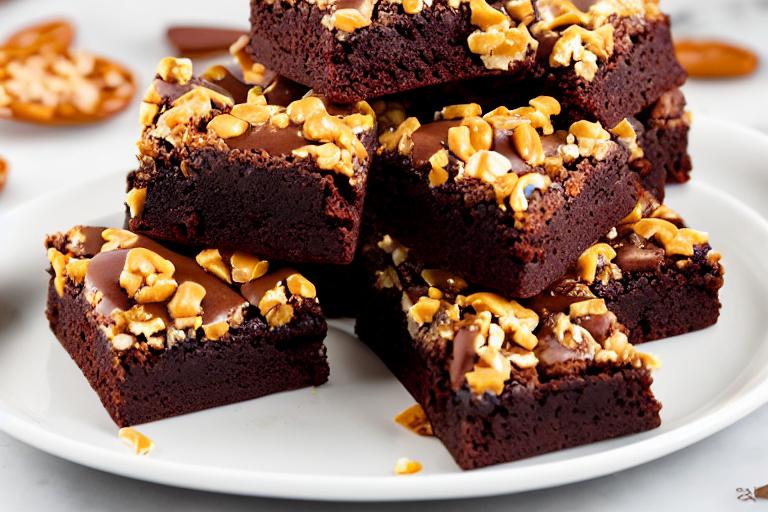 Salted Caramel Brownies with Pretzel Topping