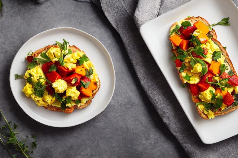 Scrambled Egg and Roasted Vegetable Tartine