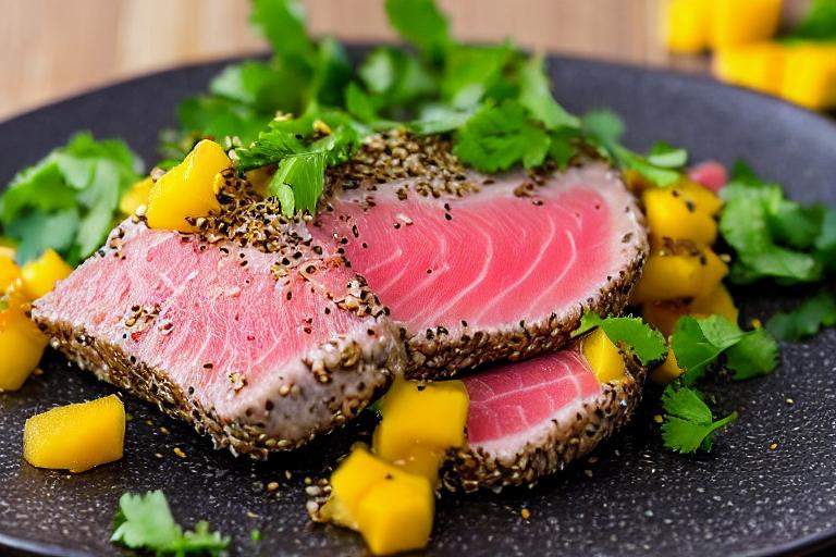 Sesame Crusted Tuna Steaks with Mango Salsa