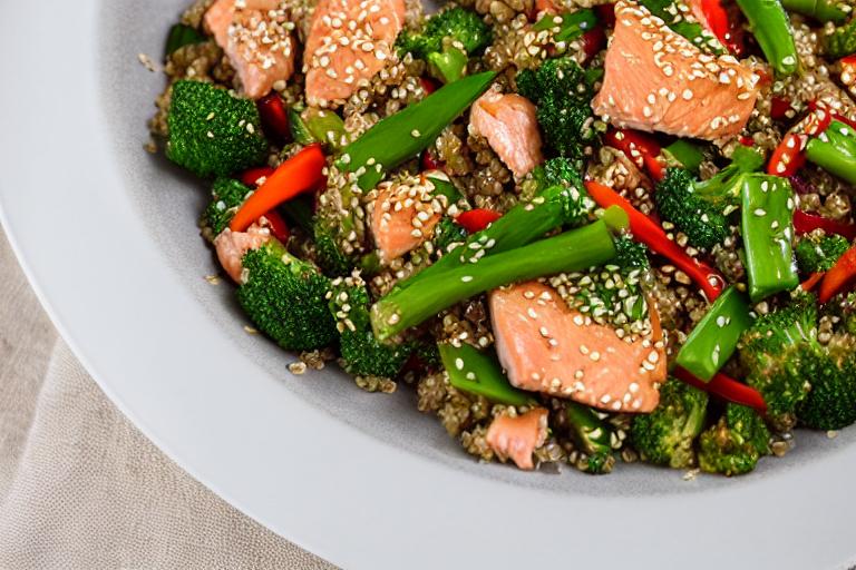 Sesame Ginger Salmon Stir Fry with Quinoa
