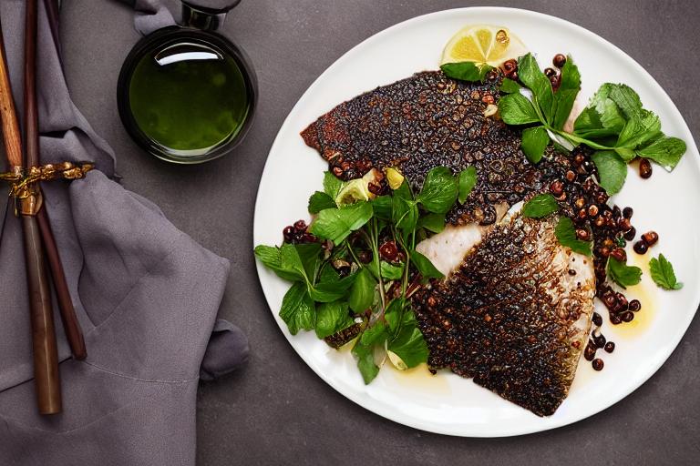 Sichuan Peppercorn-Crusted Barramundi with Black Vinegar Glaze