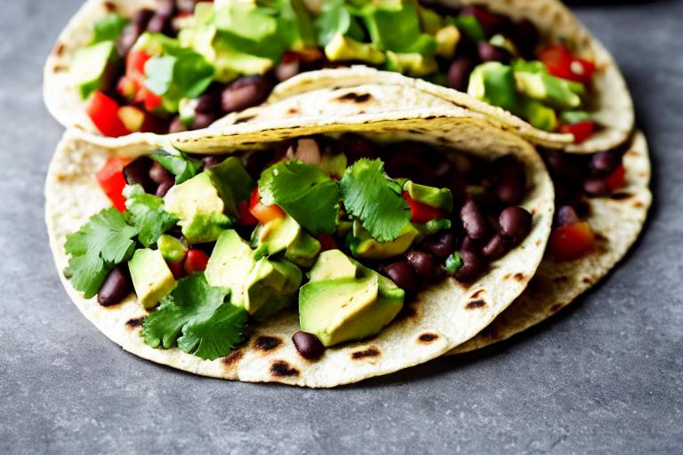Spicy Black Bean Veggie Tacos with Avocado Salsa