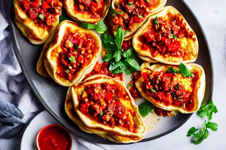 Spicy Shakshuka Stuffed Pancake Boats