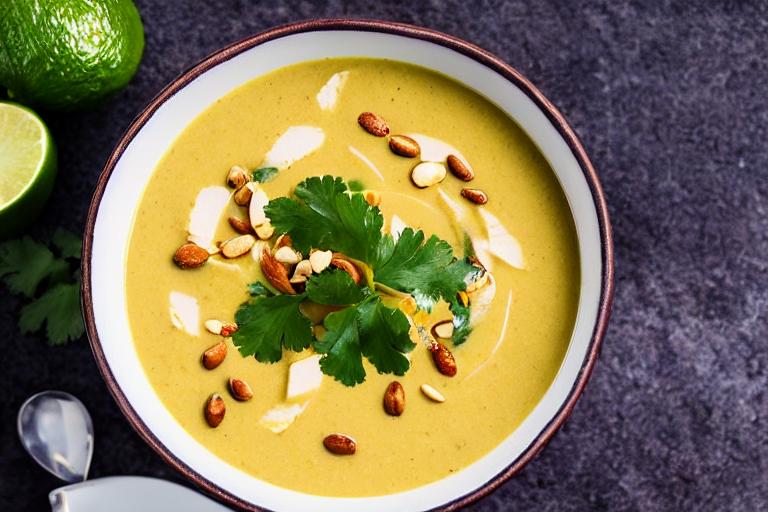 Spicy Thai Pumpkin Coconut Soup with Peanuts & Lime
