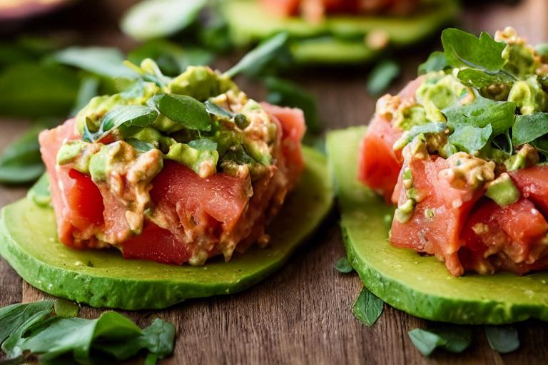 Spicy Tuna and Avocado Tower with Yuzu Dressing