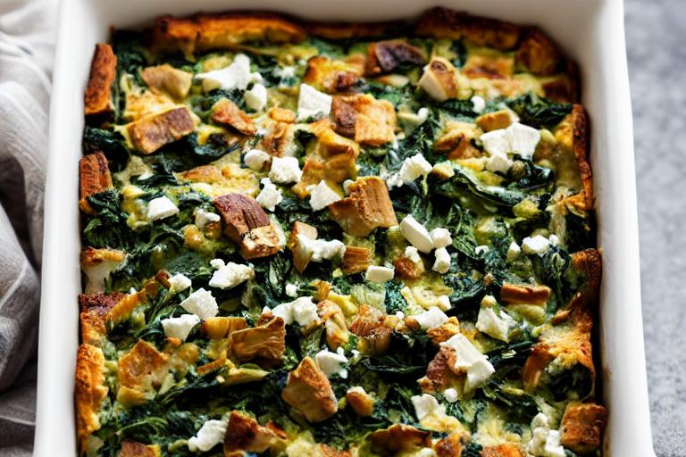 Spinach, Mushroom, and Feta Breakfast Strata