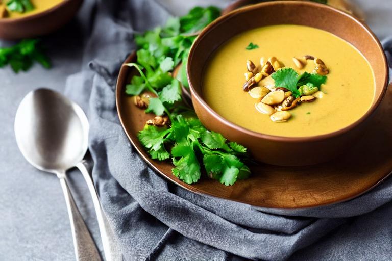 Sweet Potato & Coconut Curry Soup with Peanuts & Cilantro