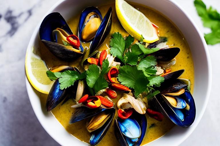 Thai Coconut Milk Simmered Mussels Bowl