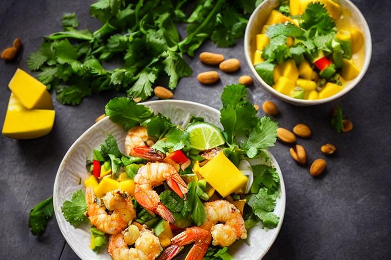 Thai Coconut Shrimp & Mango Salad with Peanut Dressing