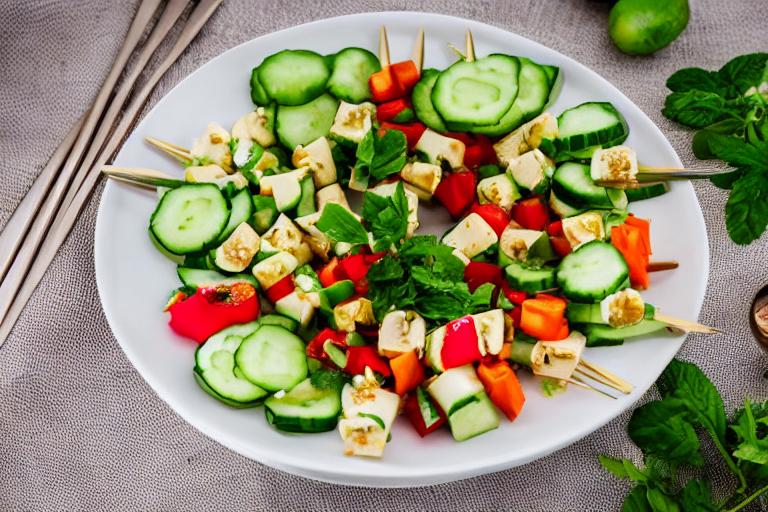 Thai Cucumber Salad Skewers with Peanut-Ginger Dressing